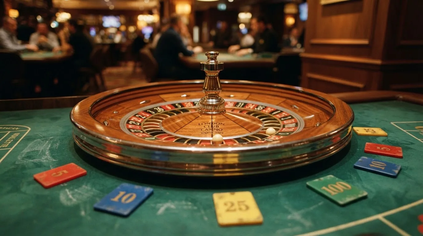 Roulettehjul og spillemærker på grønt filt i varmt aftenlys — bedste slots casinoer